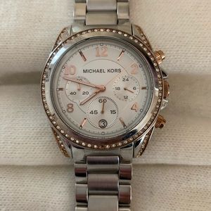 Michael Kors Blair Silver & Rose Gold Watch.